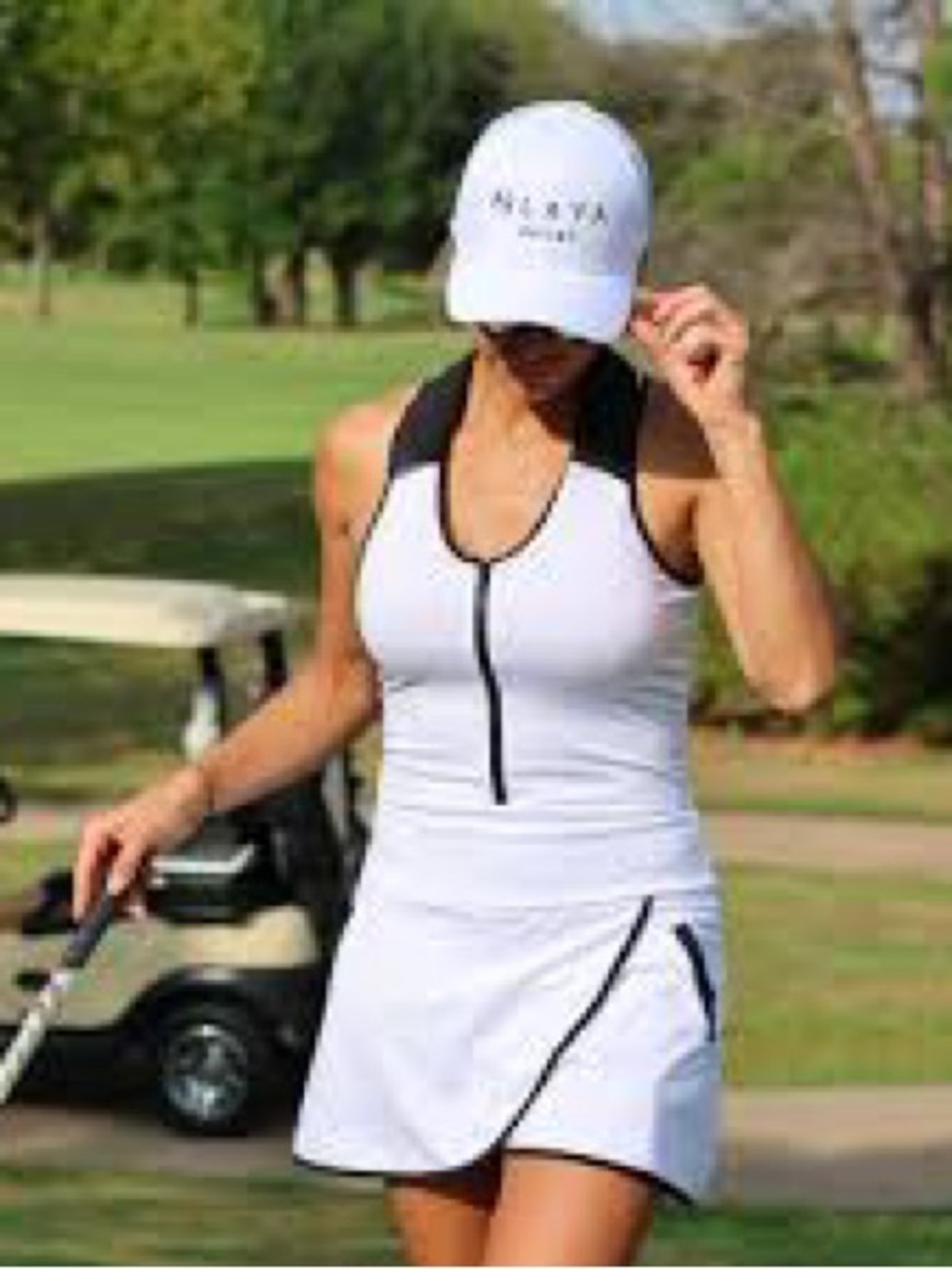 OLAYA SPORT MOCK NECK RACERBACK DRESS - WHITE size L